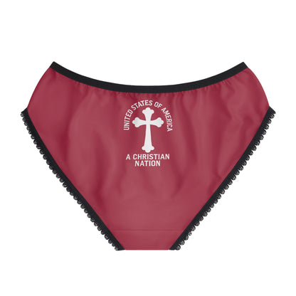 "USA - A Christian Nation" #04, Women's Briefs (Old Glory Red)