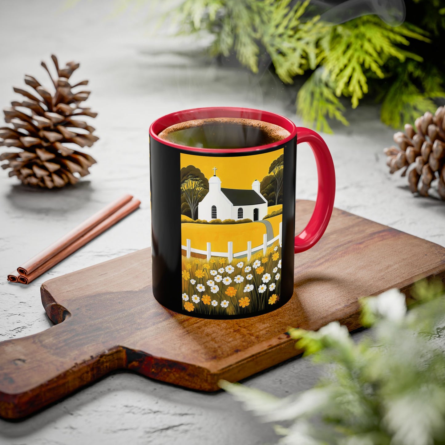"Eaglais a’ Bhuidhe (Gaelic) - The Church of Golden Hope (English)", Colorful Mugs (11oz & 15oz)