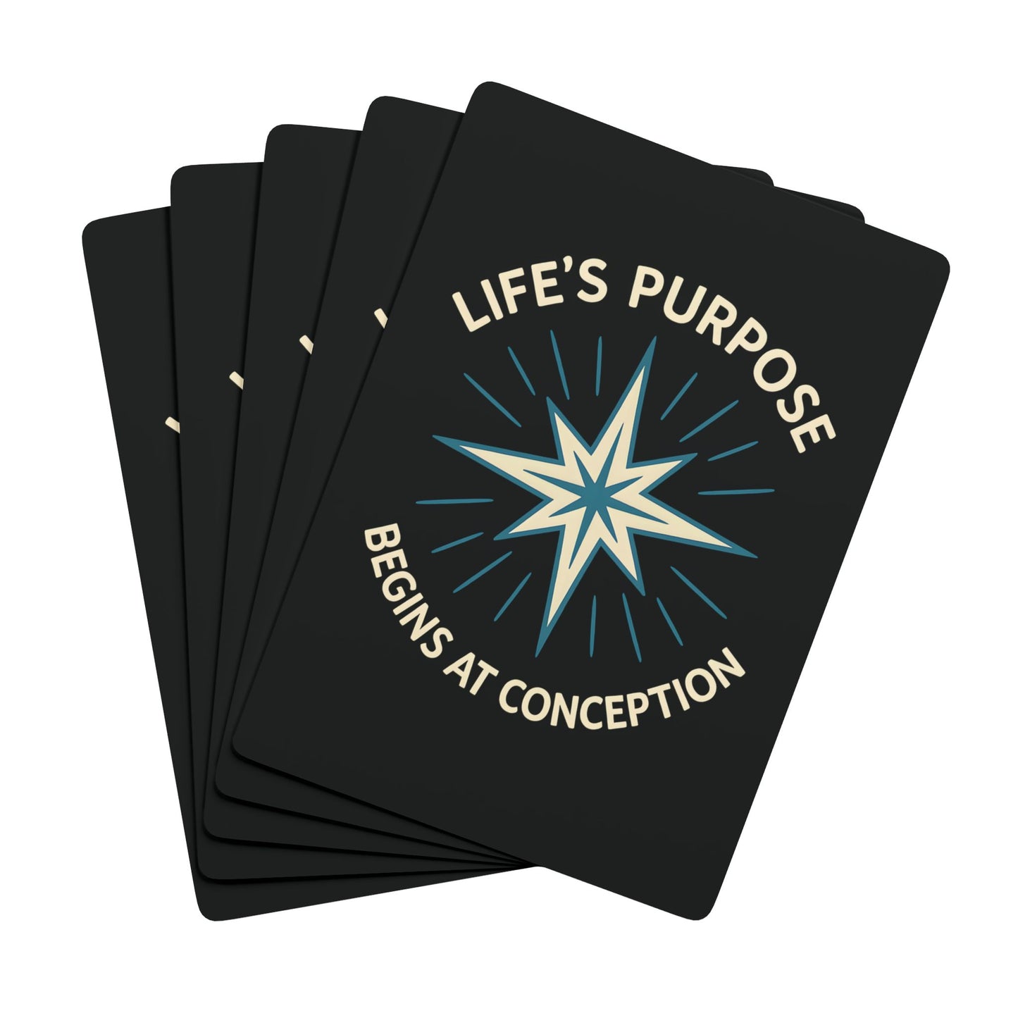 "Life's Purpose Begins at Conception #01", Christian Playing Cards (Void Black)
