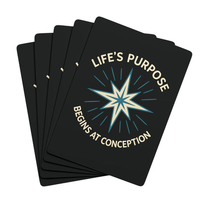 "Life's Purpose Begins at Conception #01", Christian Playing Cards (Void Black)