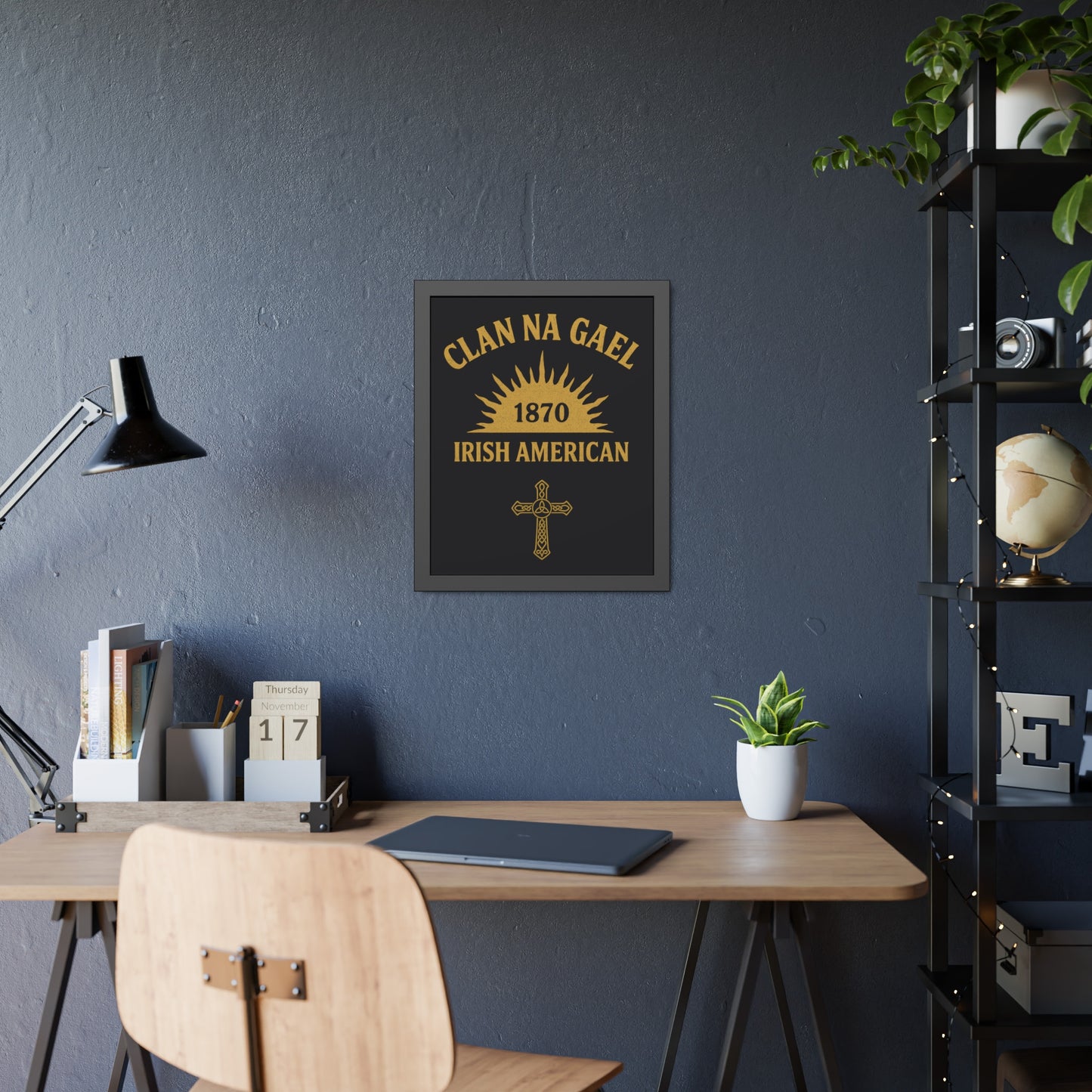 "Clan na Gael - Irish American", Framed Paper Poster (Raven Black)