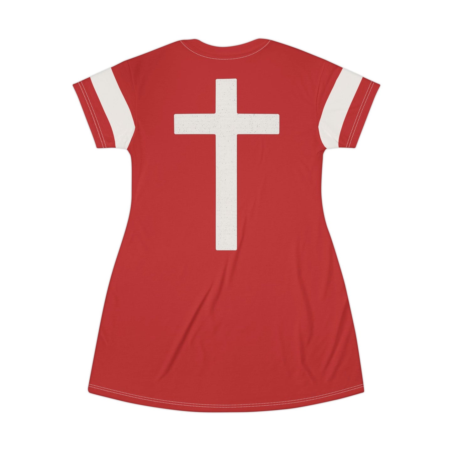 "Faith Overcomes Fear", T-Shirt Dress (Light Cherry Red)