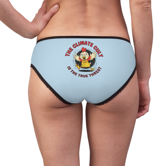 "The Climate Cult" (Chicken Little), Women's Briefs (Arctic Blue)