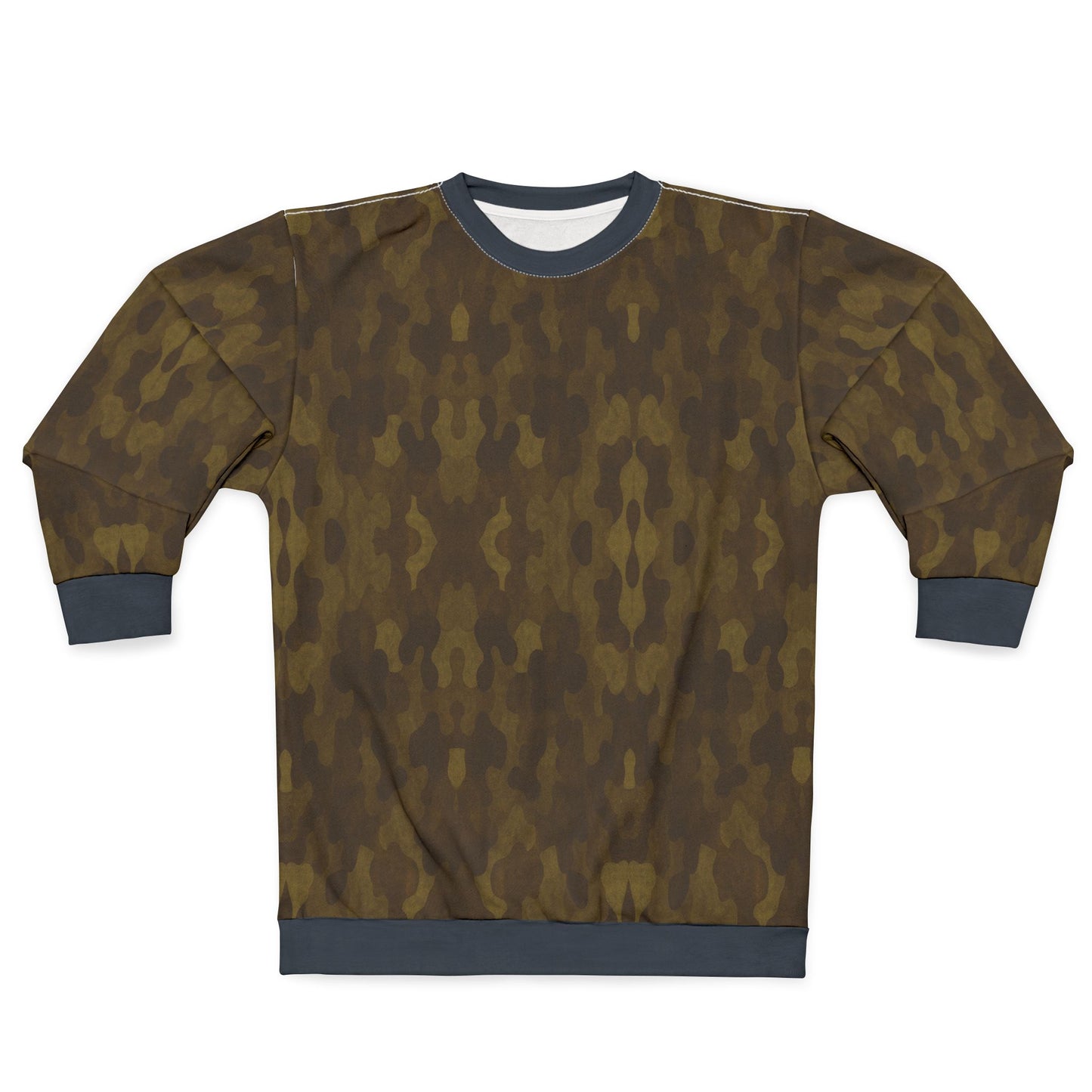 "Swamp Recon Camouflage", Unisex Sweatshirt (Drowned Indigo Cuffs and Collar)