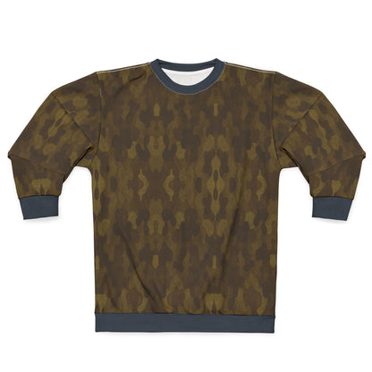 "Swamp Recon Camouflage", Unisex Sweatshirt (Drowned Indigo Cuffs and Collar)