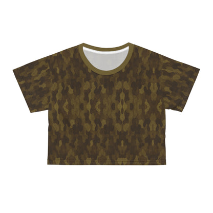 "Swamp Recon Camouflage", Crop Tee (Bogbrush Olive Collar)
