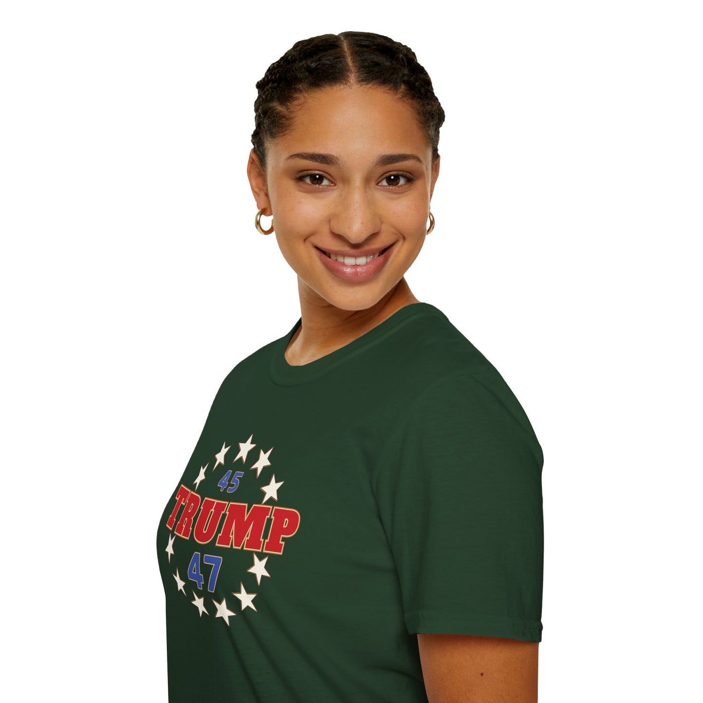 "Trump 45-47 Circle of Stars", Unisex Softstyle T-Shirt