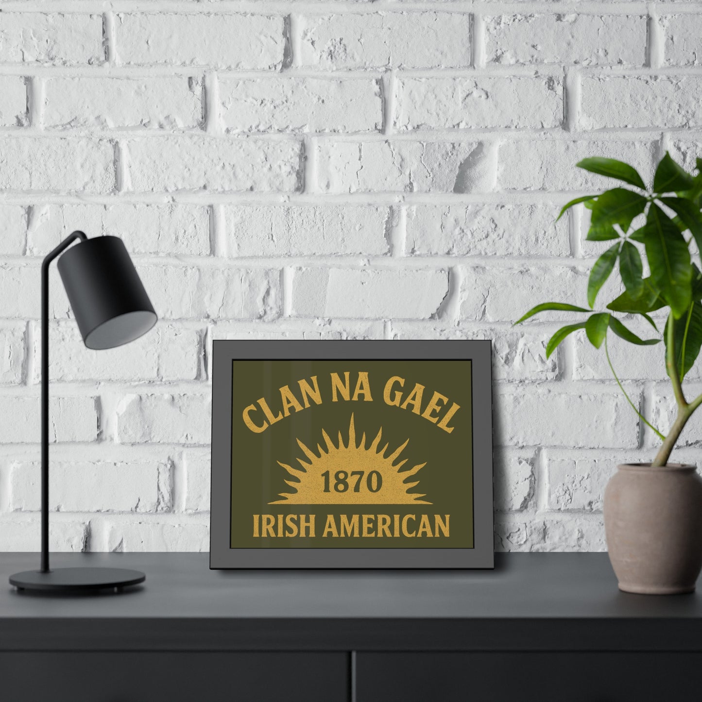 "Clan na Gael - Irish American", Framed Paper Poster (Fianna Green)