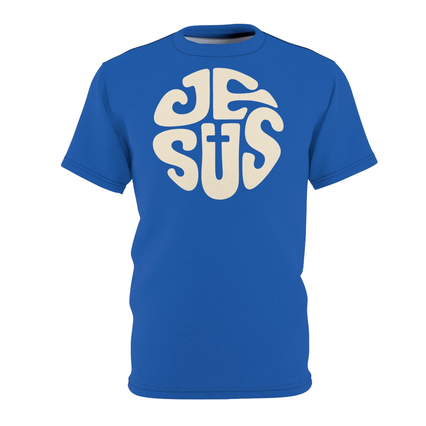 "Retro Jesus", Unisex T-shirt (Dark-Wash Denim)