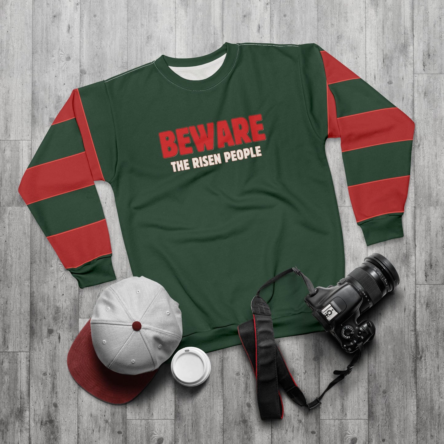 "Beware the Risen People", Unisex Sweatshirt (Monsoon Green)