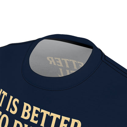 "Proverbs 21:19 (KJV)", Wearable Art Unisex T-shirt (Dark Cambridge Blue)