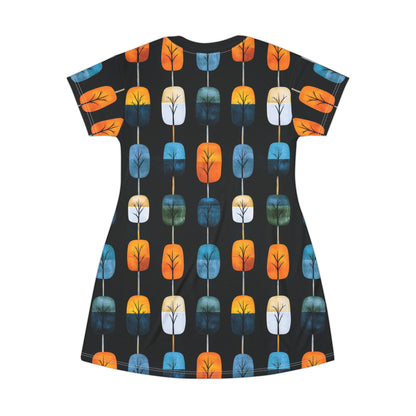 "Skyroot Grove", T-Shirt Dress (Skyroot Black Collar)