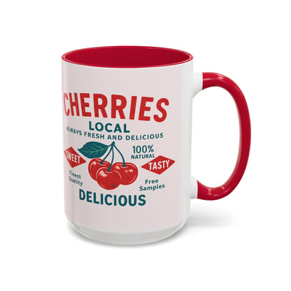 "Delicious Cherries", Colorful Mugs (11oz, 15oz) (Sea Salt Sherbet)