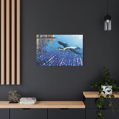 "Sky Kin I – Gannet Over the Reflecting Stack", Fine Art Matte Canvas, Stretched, 1.25"
