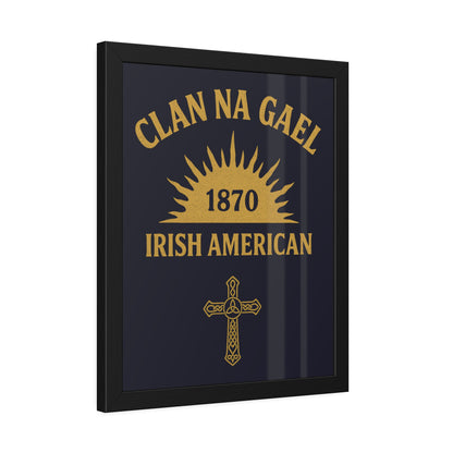 "Clan na Gael - Irish American", Framed Paper Poster (Black Rock Blue)