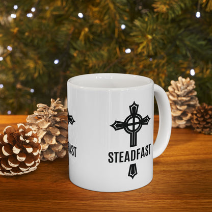 "Steadfast Cross", White Mug, (11oz & 15oz)