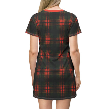 "Kilmor Brieve Tartan", T-Shirt Dress (Brieve Red Collar)