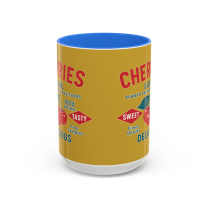 "Delicious Cherries", Colorful Mugs (11oz, 15oz) (Forgelight Gold)