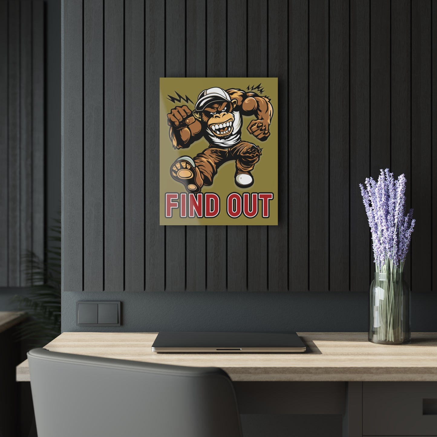 "Find Out", Acrylic Wall Prints (French Cleat Hanging) (Camouflage Yellow)