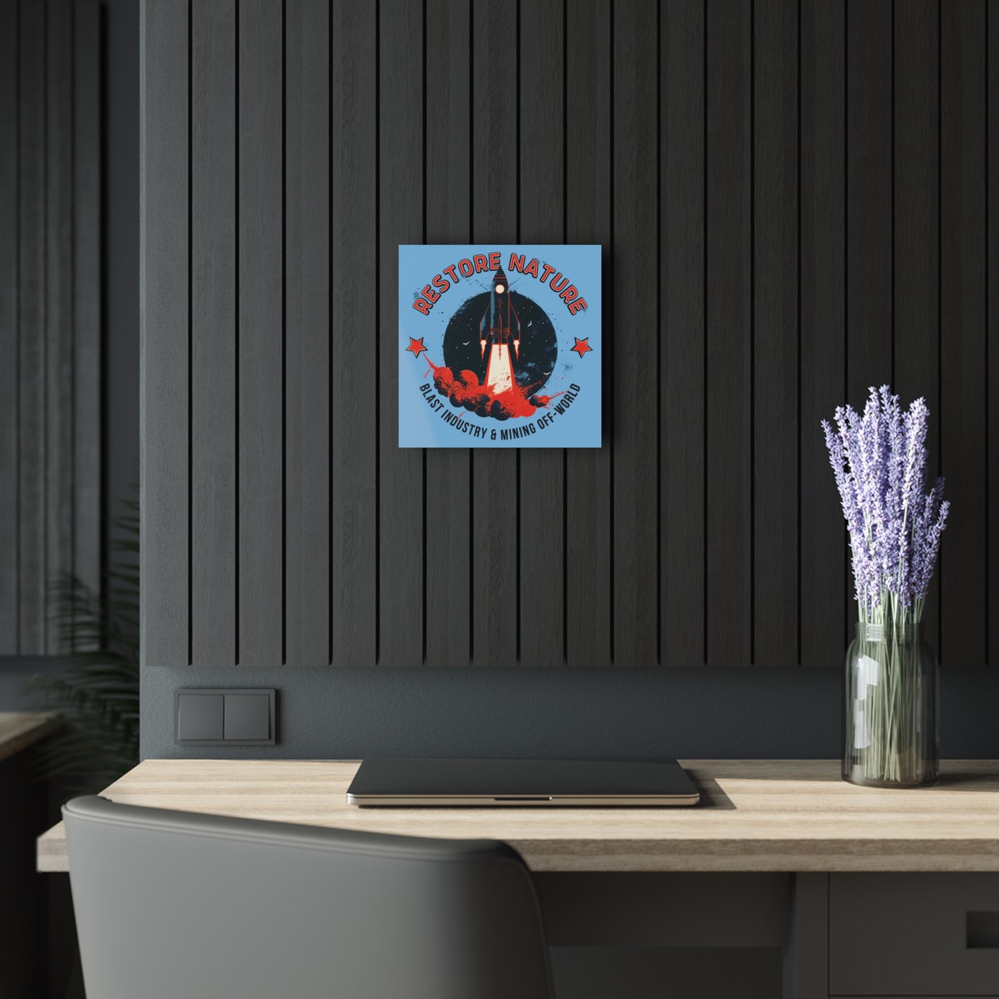 "Restore Nature", Acrylic Wall Prints (French Cleat Hanging) (Sky Blue)