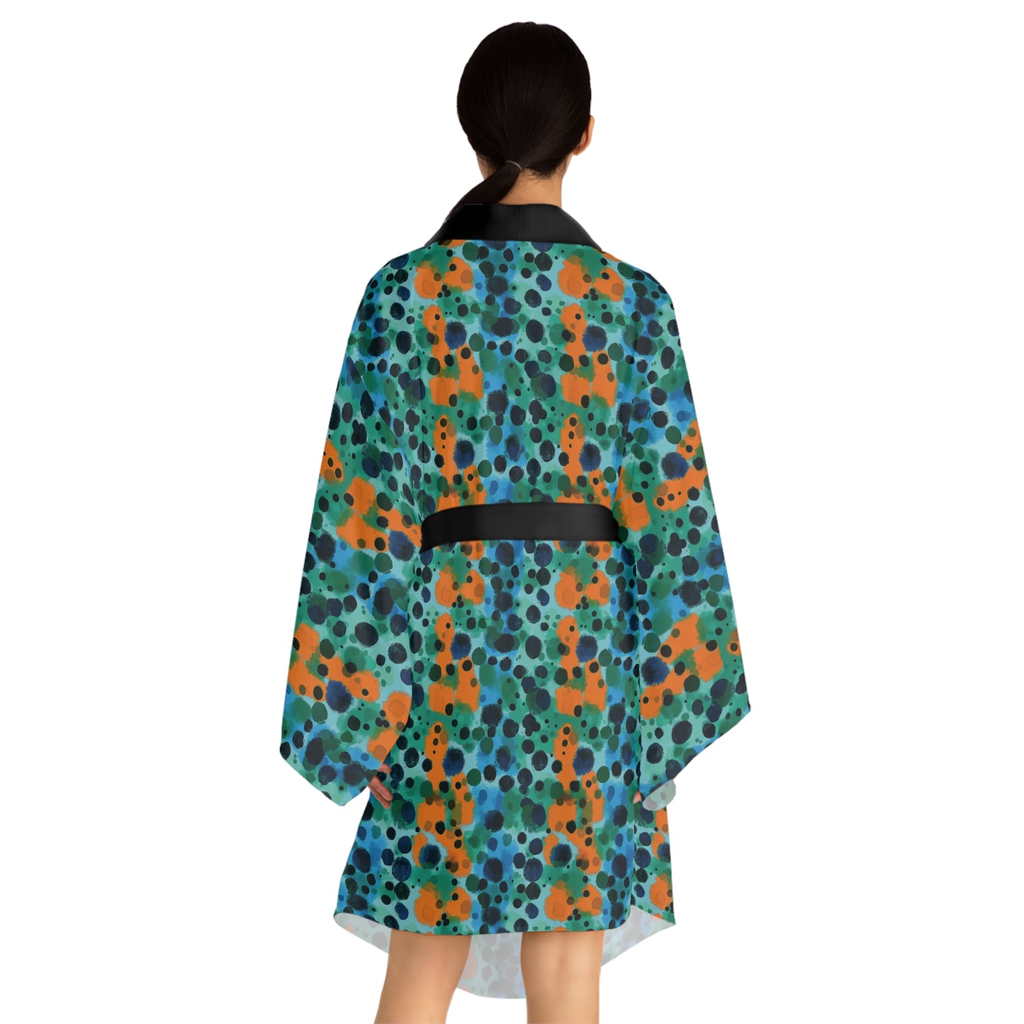 "Midnight Coral", Long Sleeve Kimono Robe
