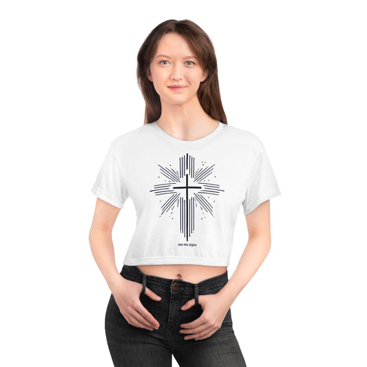 "see His signs", White Crop Tee