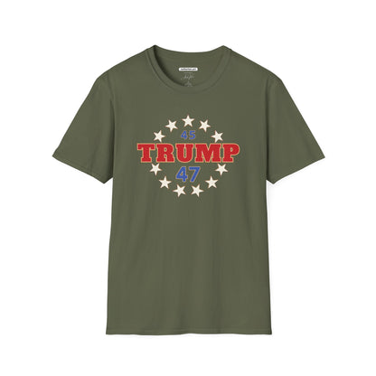 "Trump 45-47 Circle of Stars", Unisex Softstyle T-Shirt