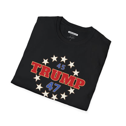 "Trump 45-47 Circle of Stars", Unisex Softstyle T-Shirt