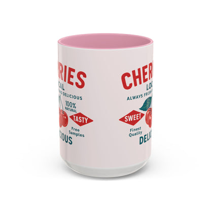 "Delicious Cherries", Colorful Mugs (11oz, 15oz) (Sea Salt Sherbet)