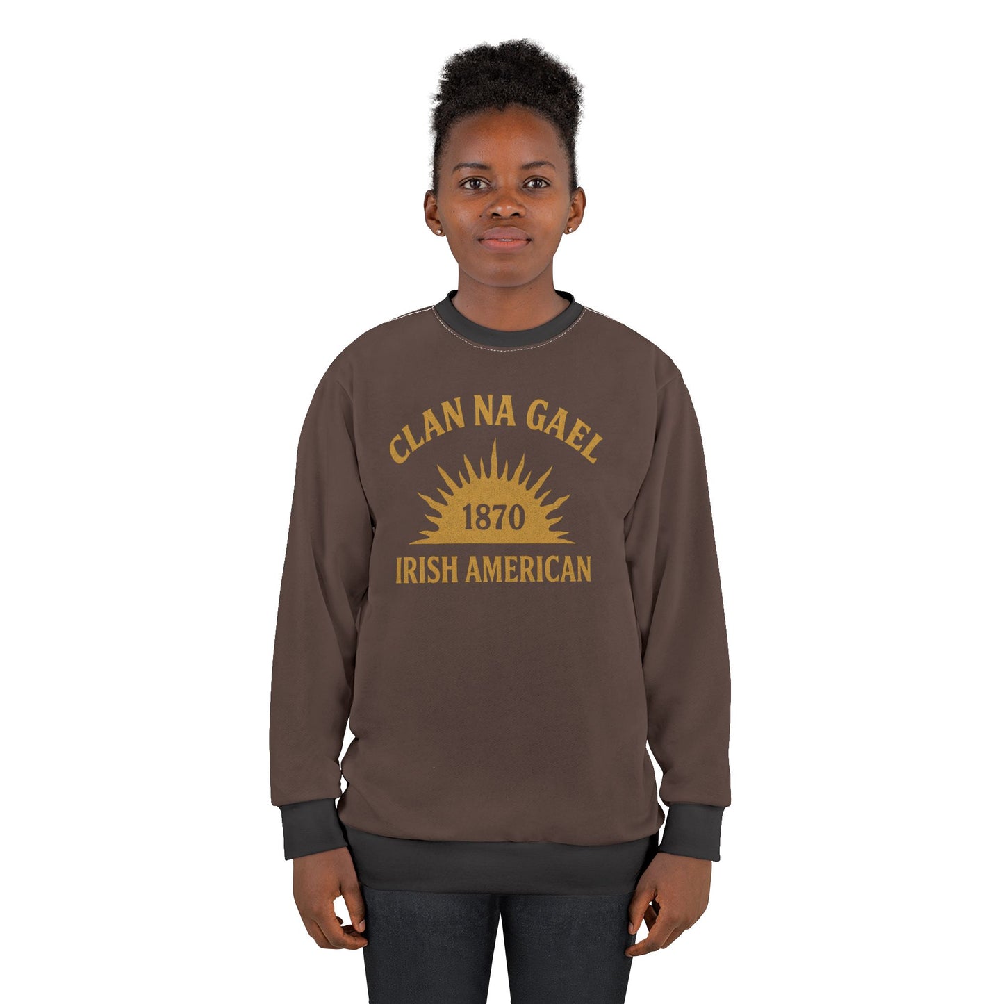 "Clan na Gael - Irish American", Unisex Sweatshirt (Wild Boar Brown)
