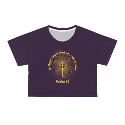 "Psalm 56 - In God I Trust and Am Not Afraid", Crop Tee (Purple Nights)