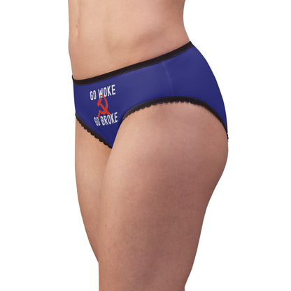 "Go Woke Go Broke (Communist)", Women's Briefs (Intense Blue)