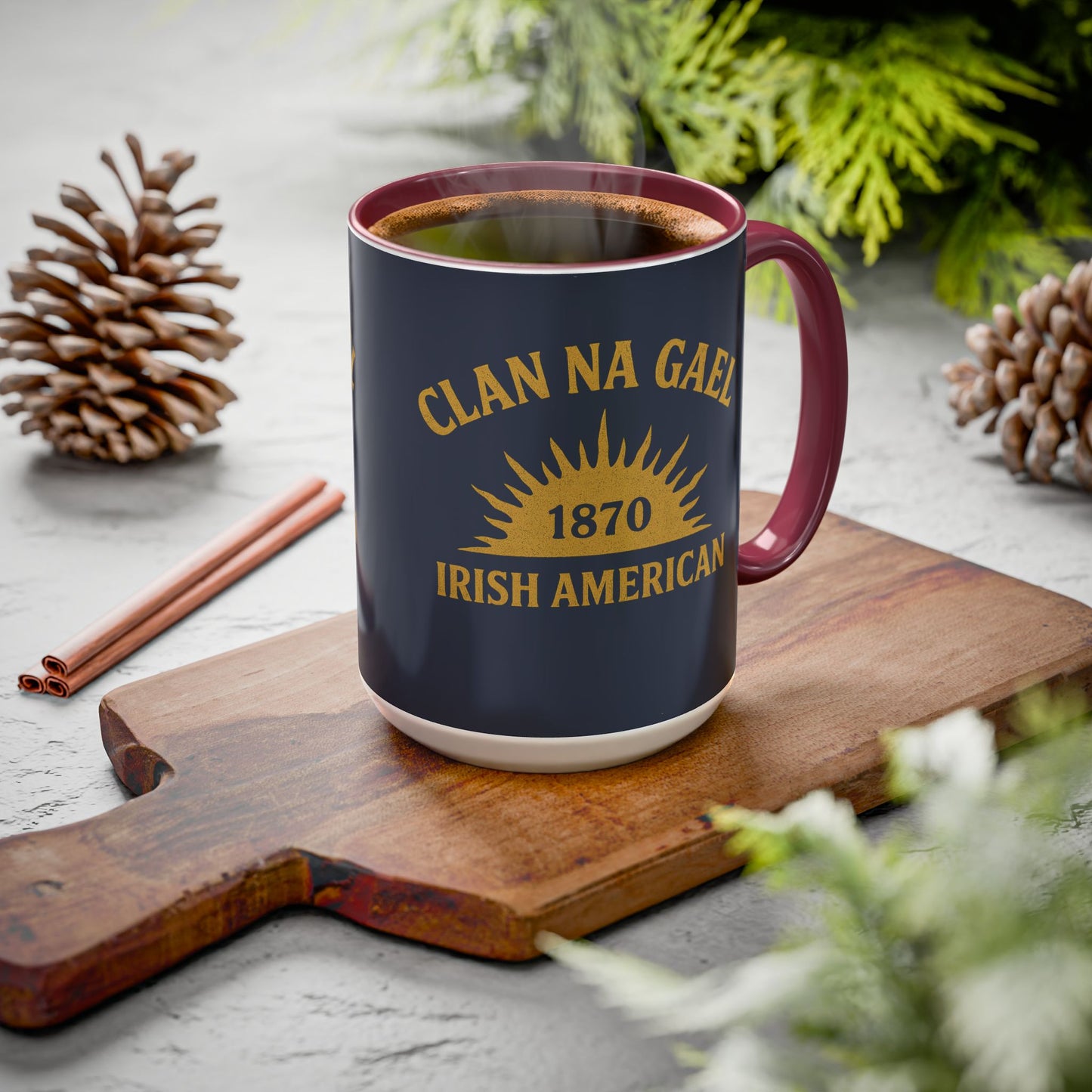 "Clan na Gael - Irish American", Colorful Mugs (11oz, 15oz) (Blue Burka Grey)