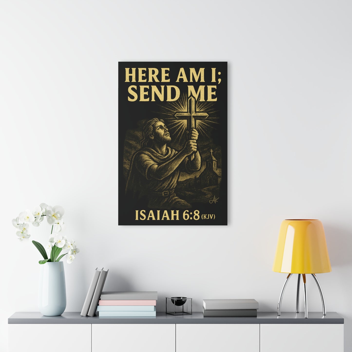 "Isaiah 6:8 (KJV)", Acrylic Wall Prints (French Cleat Hanging) (Shadow Black)