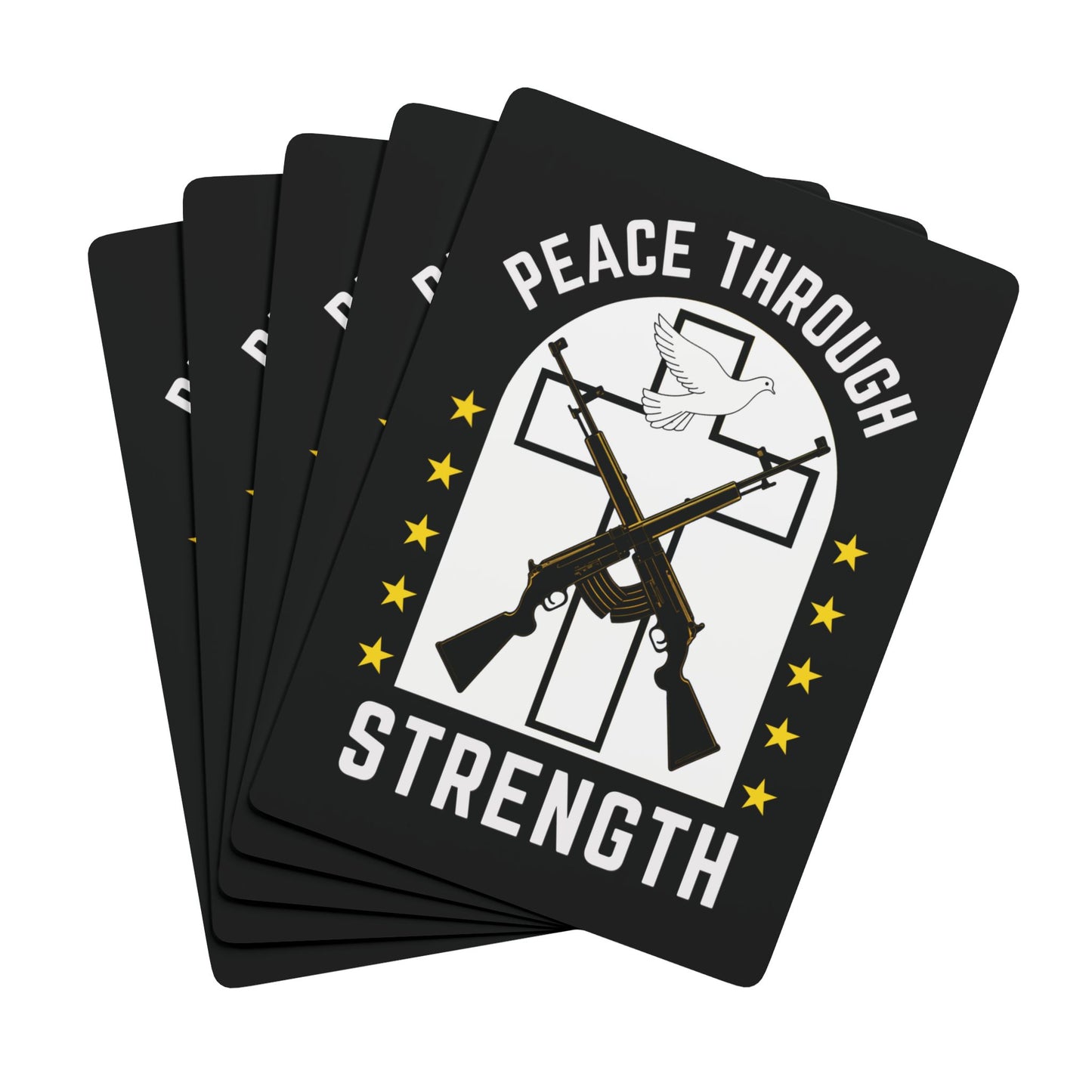 "Peace Through Strength" #01, Political Playing Cards (70's Black)