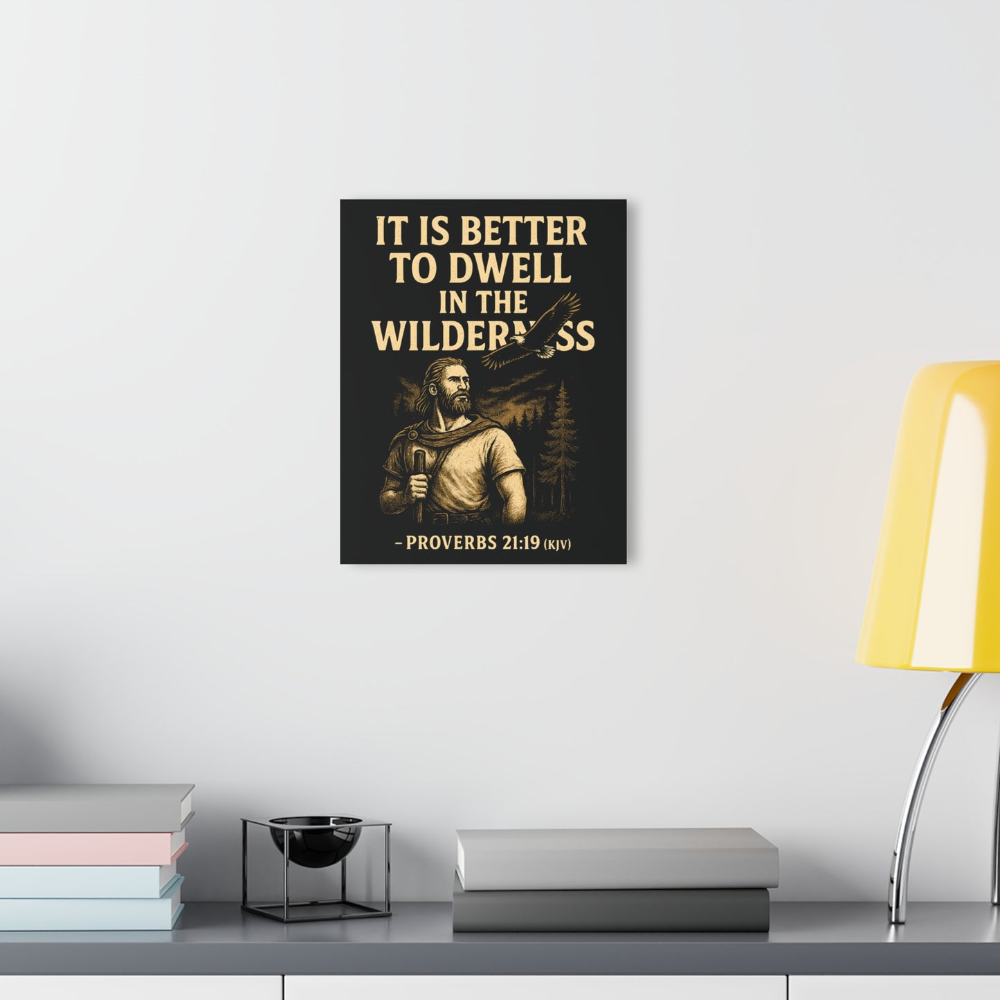"Proverbs 21:19 (KJV)", Acrylic Wall Prints (French Cleat Hanging) (Peatshadow Black)