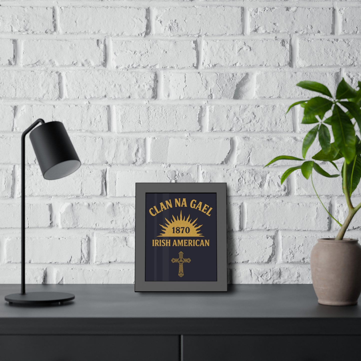 "Clan na Gael - Irish American", Framed Paper Poster (Black Rock Blue)