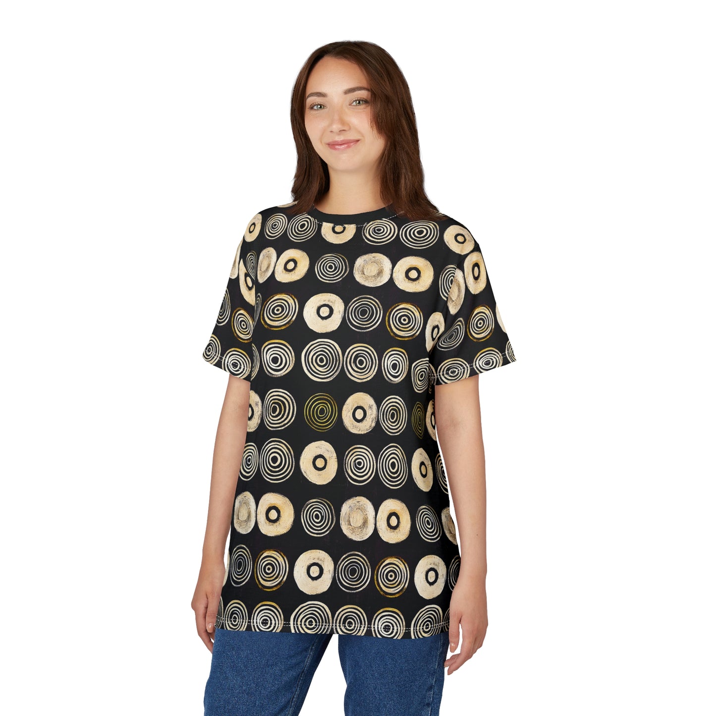 "Punk Polka", Wearable Pattern Art Unisex Tee (Plain Black Collar)