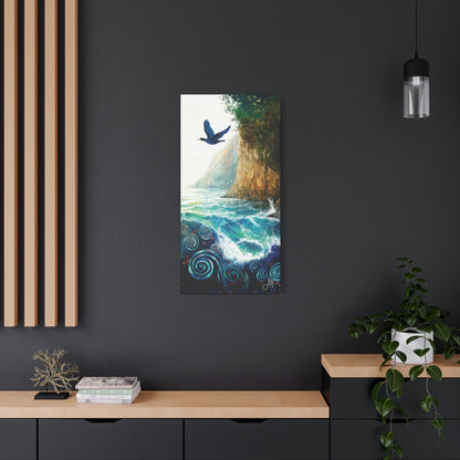 "Sky Kin VI – Gannet Over the Spiral Sea", Fine Art Matte Canvas, Stretched, 1.25"