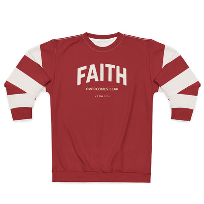 "Faith Overcomes Fear", Unisex Sweatshirt (Cherry Red)
