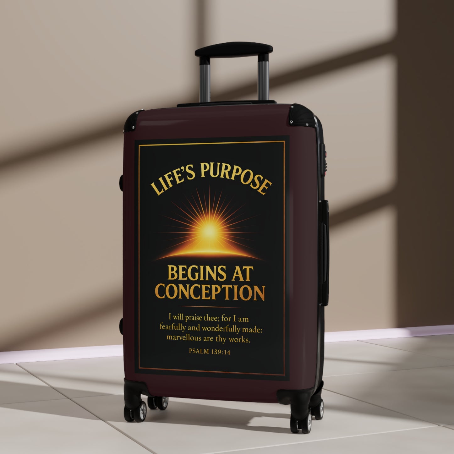 "Life's Purpose, Psalm 139:14", Suitcase (Fertile Fields Brown)