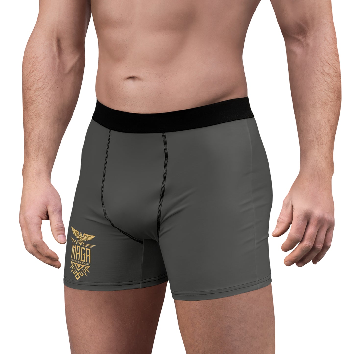 "MAGA Restoring the Republic" #02, Men's Boxer Briefs (Panzer Grey)