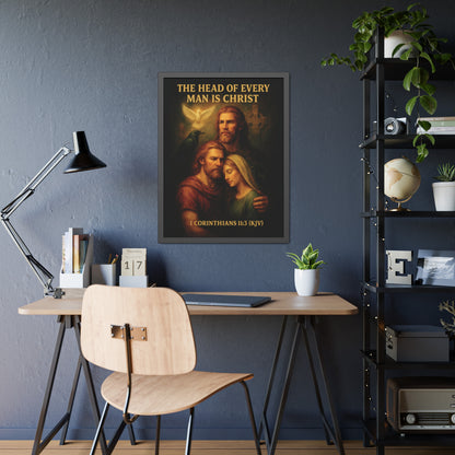 "1 Corinthians 11:3 (KJV)", Framed Paper Poster (Shadow Black)