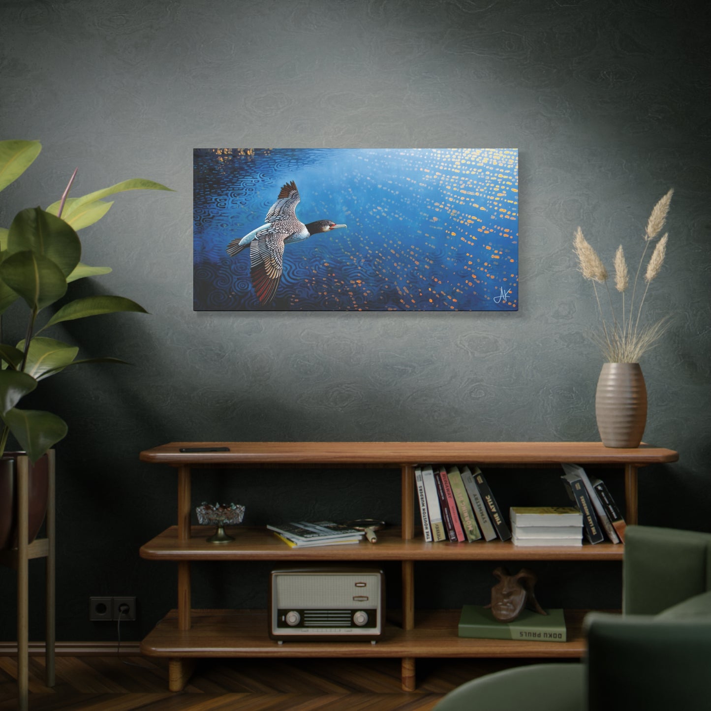 "Sky Kin III – Gannet Above the Tidal Script", Fine Art Matte Canvas, Stretched, 1.25"