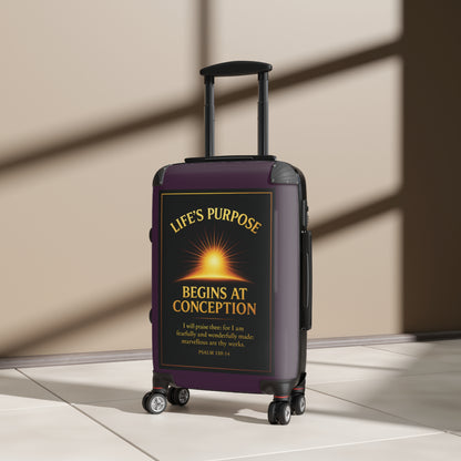 "Life's Purpose, Psalm 139:14", Suitcase (Synallactida Purple)