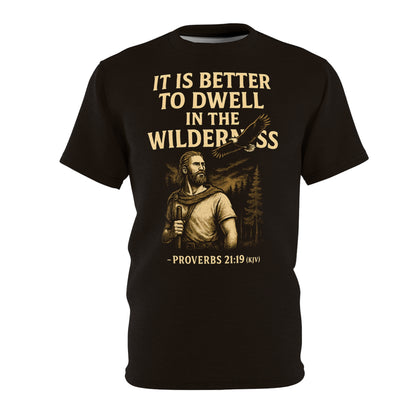 "Proverbs 21:19 (KJV)", Wearable Art Unisex T-shirt (Ironbark Brown)