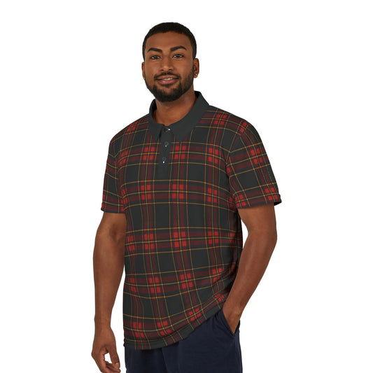 "Kilmor Gallóglach Tartan", Unisex Polo Shirt (Gallóglach Black Collar)