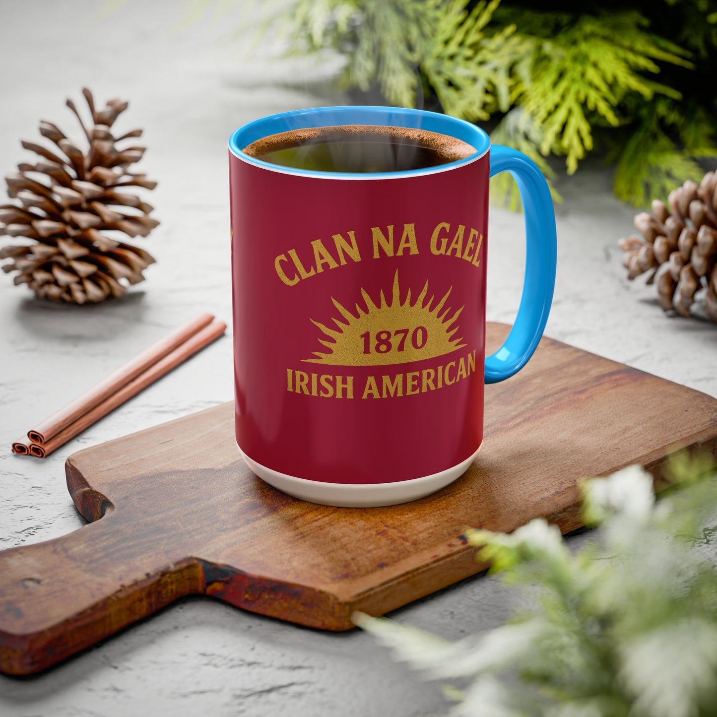"Clan na Gael - Irish American", Colorful Mugs (11oz, 15oz) (Fénechas Red)