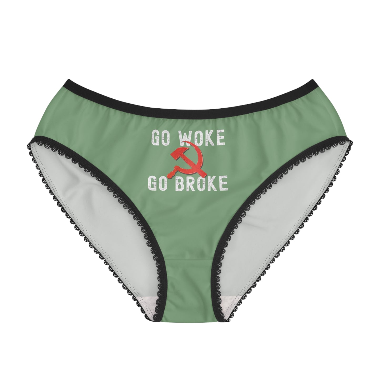 "Go Woke Go Broke (Communist)", Women's Briefs (Zephyr Green)