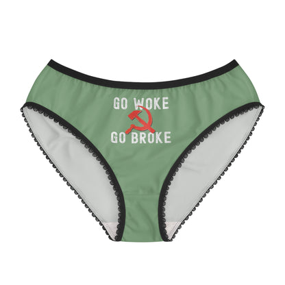 "Go Woke Go Broke (Communist)", Women's Briefs (Zephyr Green)